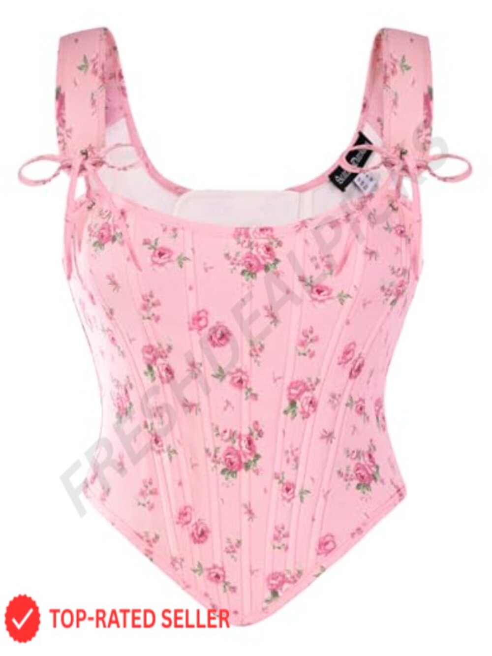 Floral Corset Top Renaissance Bustier Lace-Up Back Side Zip